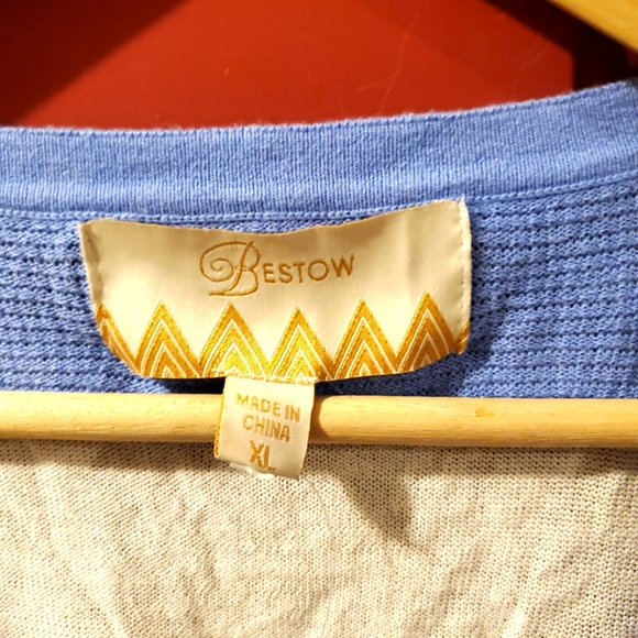 Bestow blue & white striped button down cardigan XL - Picture 4 of 9